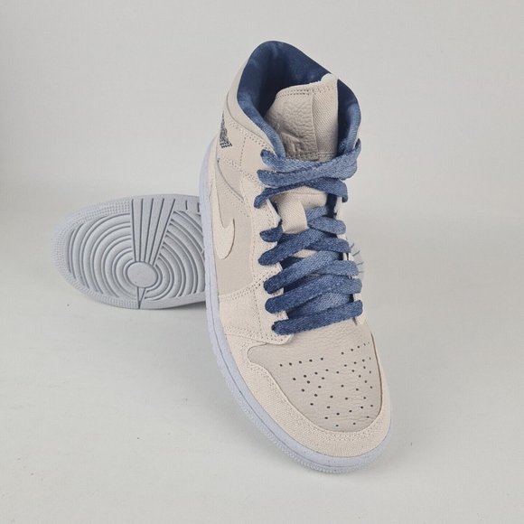 Nike Air Jordan 1 Mid SE Sand Navy Women's Basketball Sneakers - Picture 11 of 12